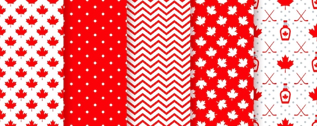 Canada seamless pattern. Vector illustration. Happy Canada day textures with maple leaf.