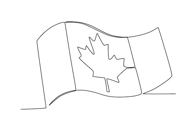 A Canadian country flag Canada Day oneline drawing