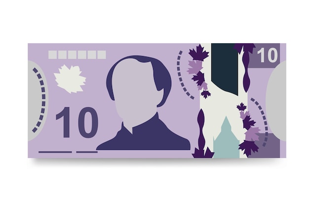 Vector canadian dollar vector illustration canada money set bundle banknotes polymeric money 10 cad