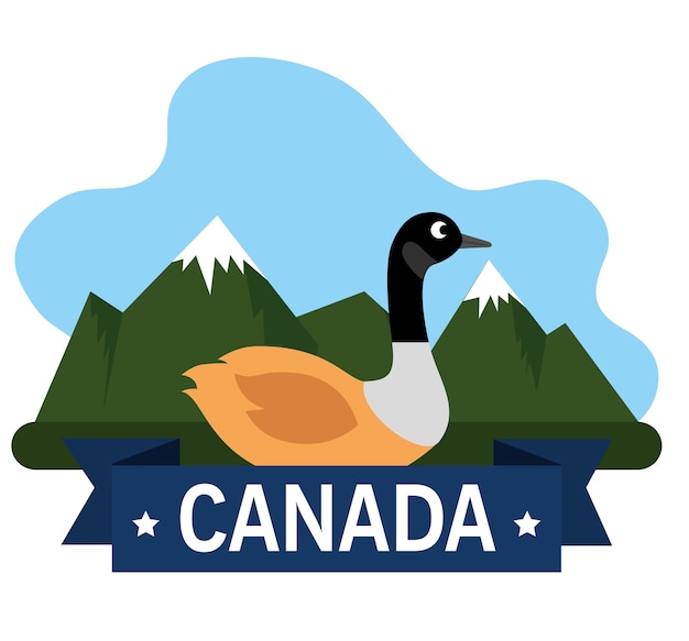 canadian duck scene icon vector illustration design