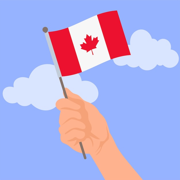 Canadian flag holding in hands National flag of Canada