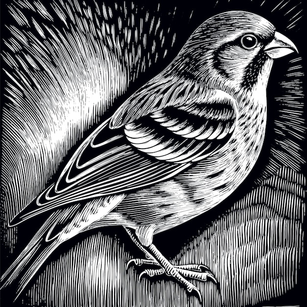 Canary bird engraved vector