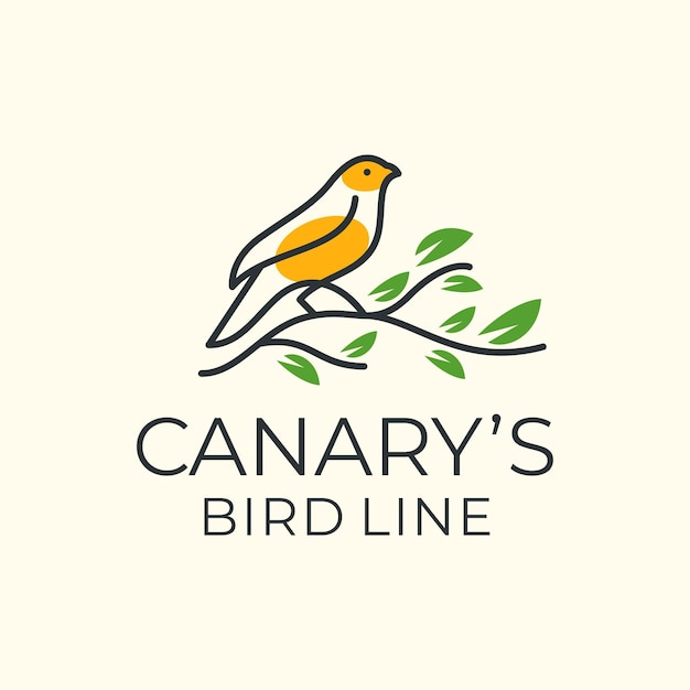 Canary Bird Yellow Line Style Logo Template