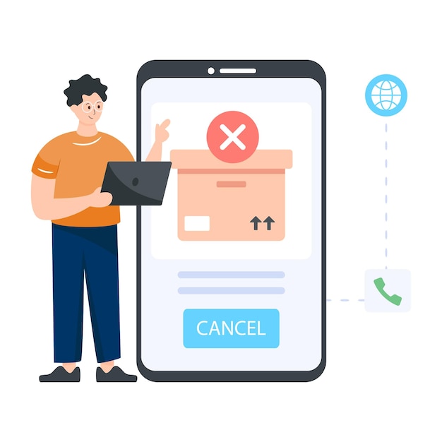 Cancel order flat illustration icon