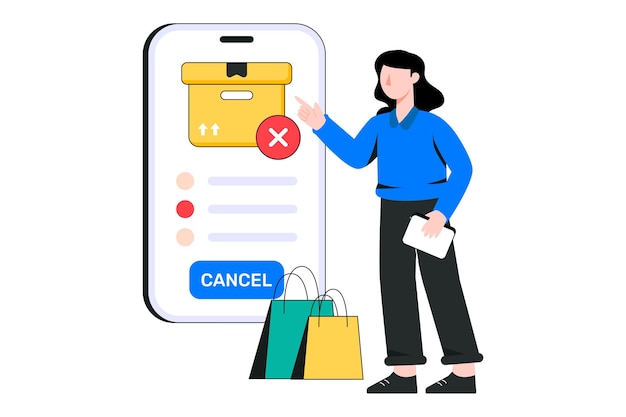 Cancel Order flat style design vector illustration. stock illustration