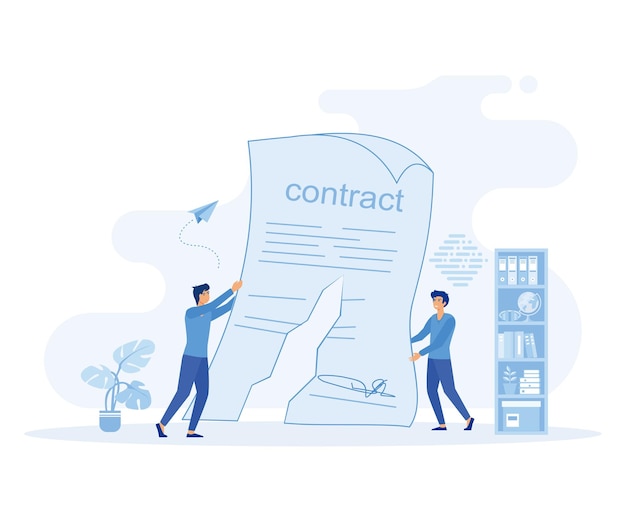 Vector cancellation of a contract concept of termination of an agreement two men on suit tearing contract