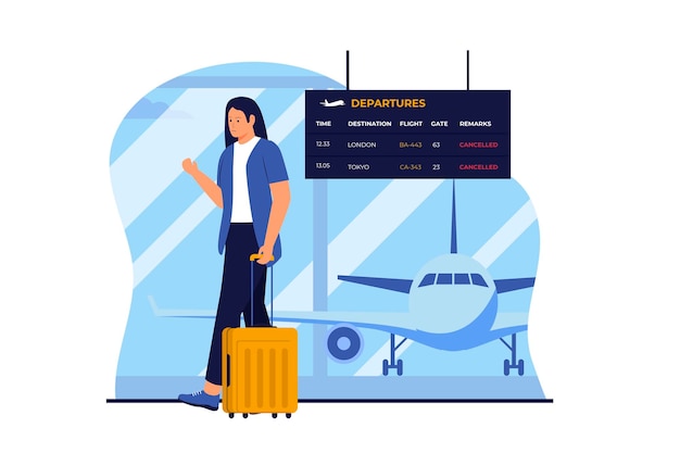 Vector cancelled flight illustration design concept