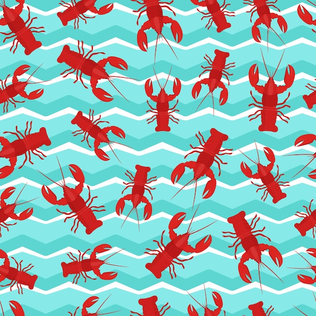 Vector cancer animal pattern. lobster pattern. lobster background. crayfish pattern.