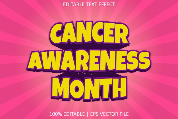 Cancer Awareness Month With Modern Style Editable Text Effect