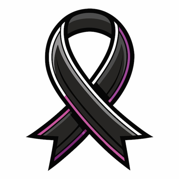 Vector cancer ribbon black vector illustration on white background