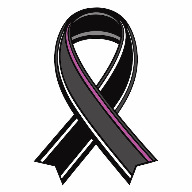 Vector cancer ribbon black vector illustration on white background