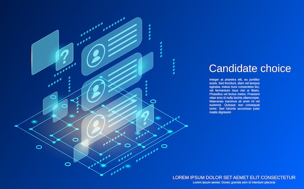 Candidate choice flat 3d isometric vector concept illustration