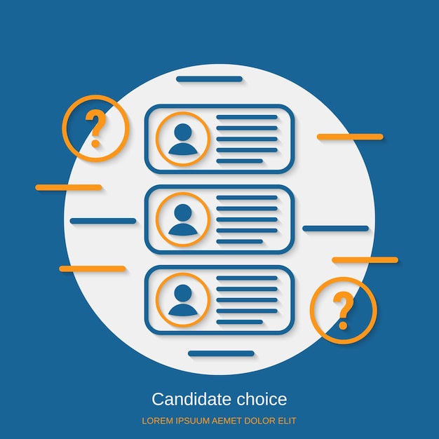 Candidate choice flat design style vector concept illustration