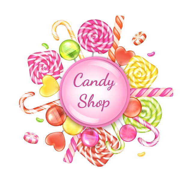 Candies background in realistic design