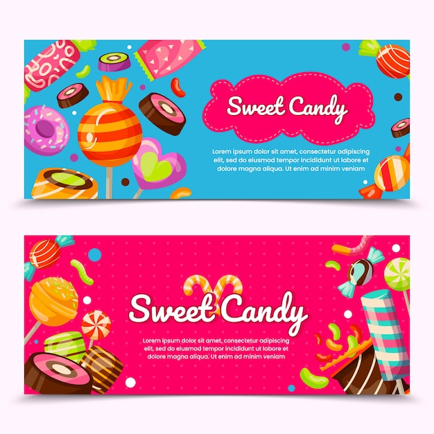 Candies banners in flat design