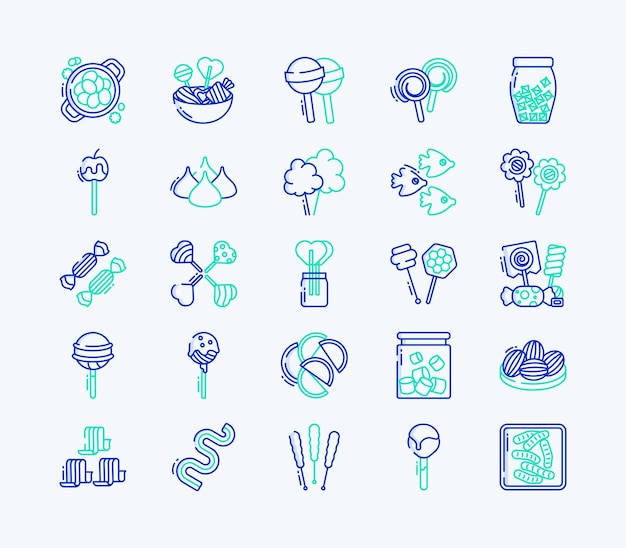 Candies and chocolates vector icons