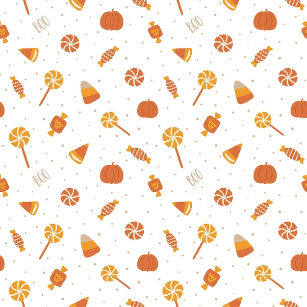 Candies halloween pattern Sweet Halloween candy seamless pattern Trick or treat background Boho Halloween candy paper Sweets repeated texture Candy print wallpaper vector illustration