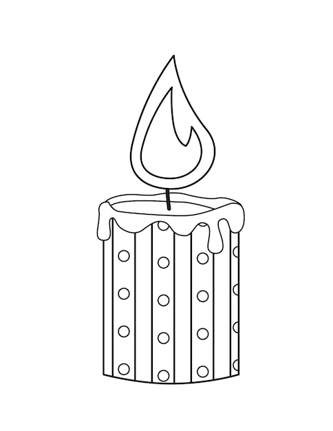 Candle coloring book Black and white burning candle Vector