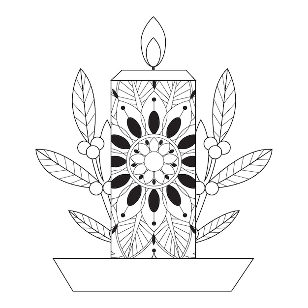 Candle coloring page in exquisite style