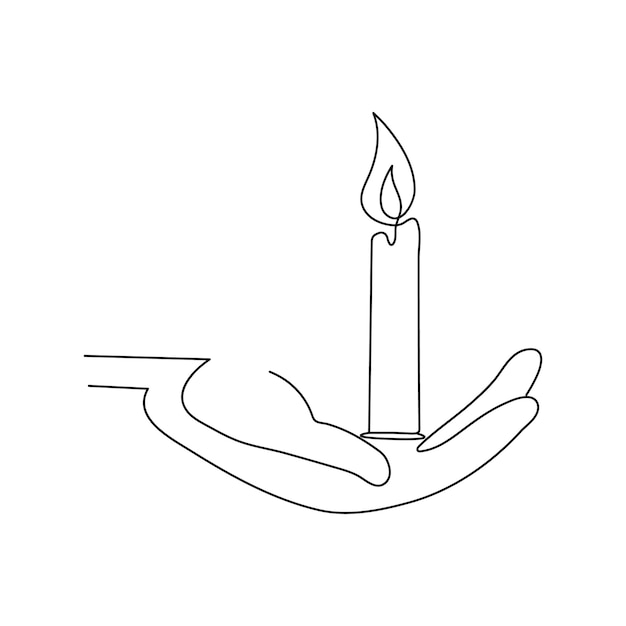 Candle continuous one line art drawing Vector illustration