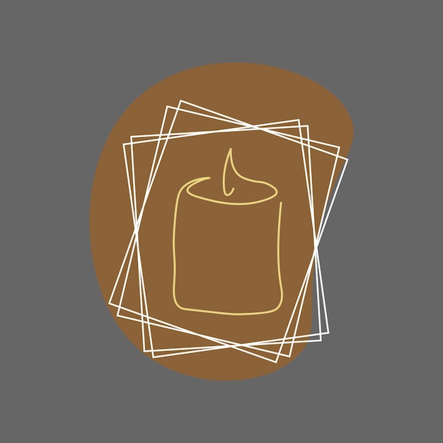 Candle continuous one line drawing with frame