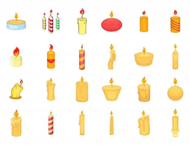 Candle element set. Cartoon set of candle vector elements