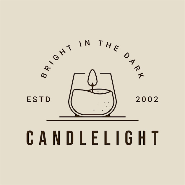 Candle in glass logo line art vector simple minimalist illustration template icon graphic typography design