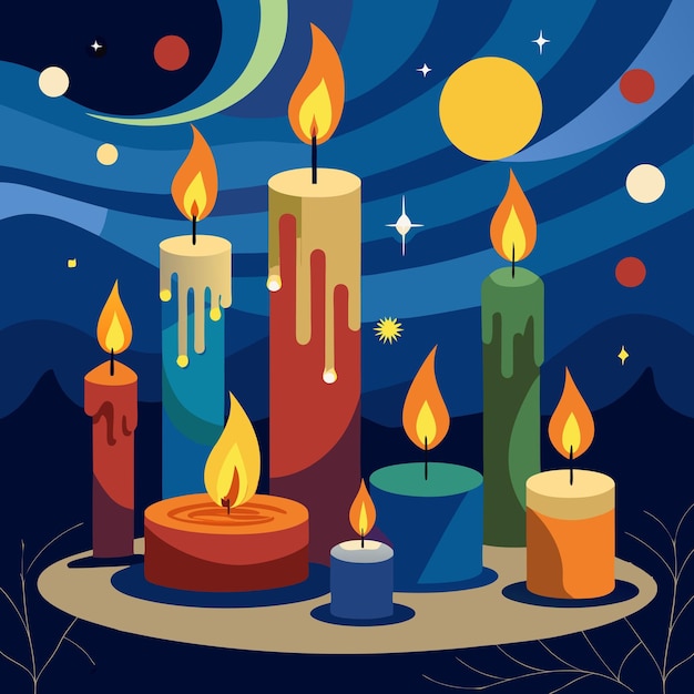 Candle Light Vigils Day of Dead Clip Art Vector Design