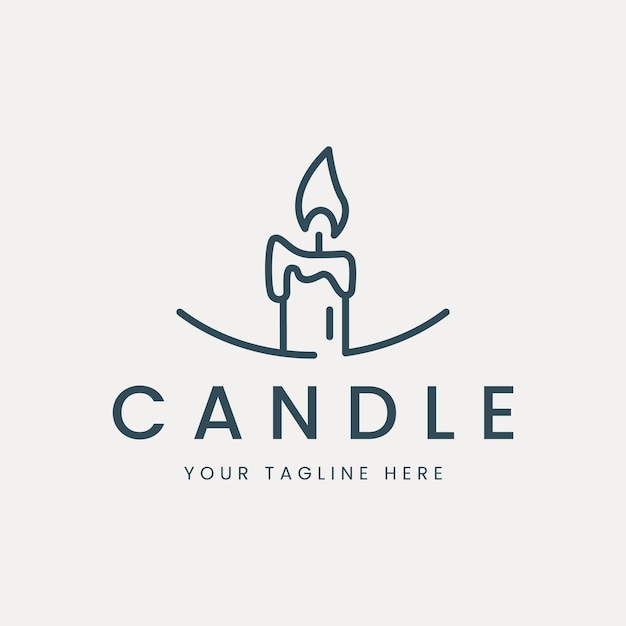 Candle line art logo vector illustration template design