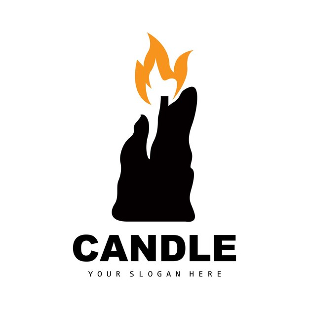 Candle Logo Elegant Romantic Candle Light Dinner Flame Light Design Traditional Spa Candle Vector