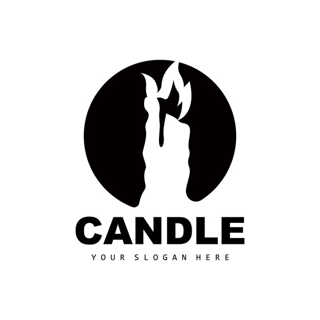 Candle Logo Elegant Romantic Candle Light Dinner Flame Light Design Traditional Spa Candle Vector