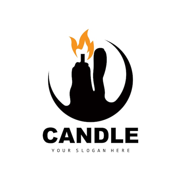 Candle Logo Elegant Romantic Candle Light Dinner Flame Light Design Traditional Spa Candle Vector