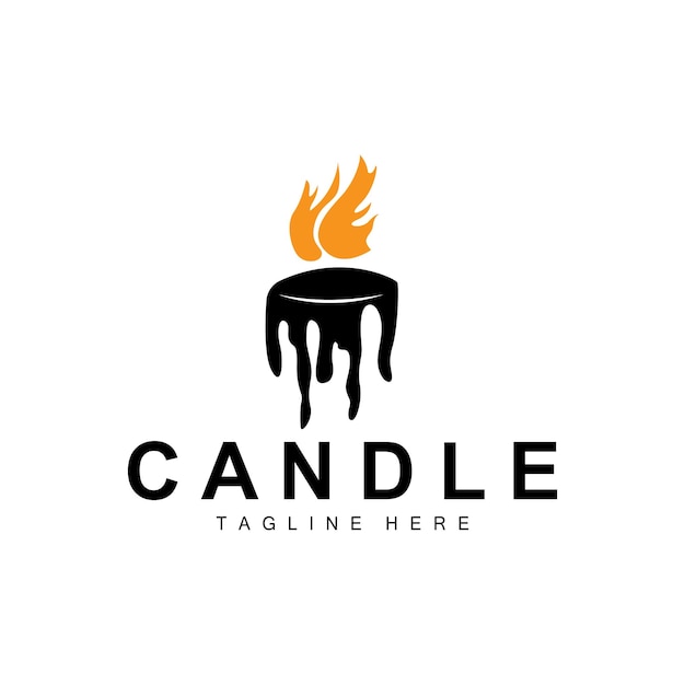 Candle Logo Flame Lighting Design Burning luxury Vector Illustration Template Icon