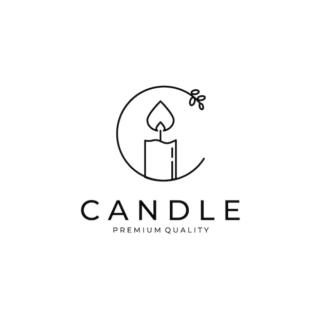 Candle logo line art vector template