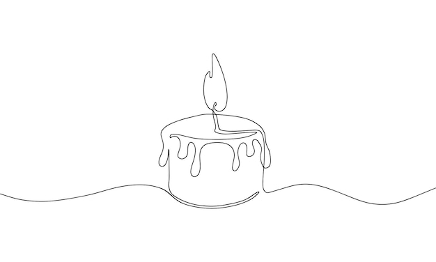 Candle one continuous line drawing Isolated on white background Vector minimalist style