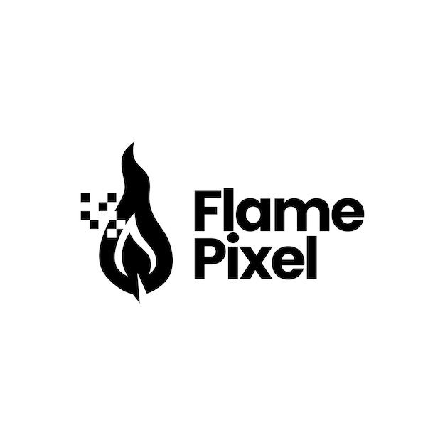 Candle pixel flame fire logo vector icon illustration