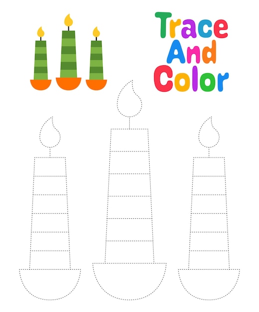 Candle tracing worksheet for kids