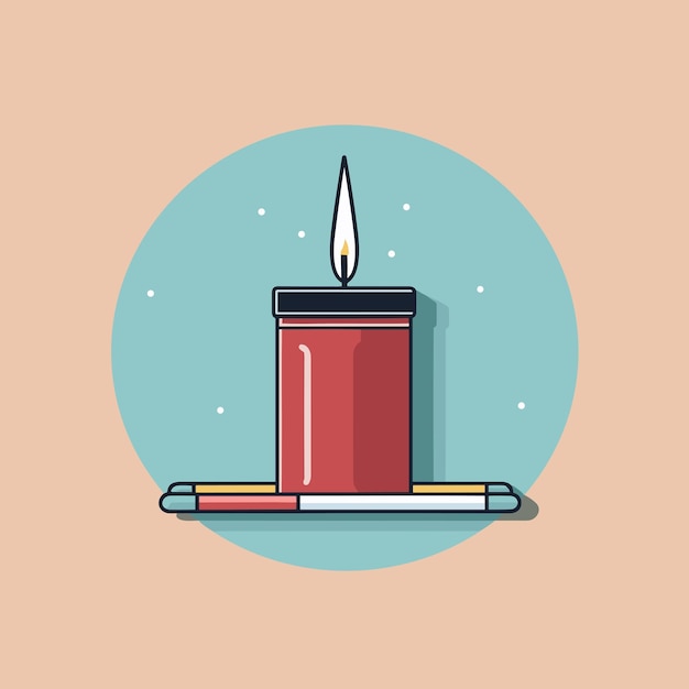 A candle on a tray with a pencil