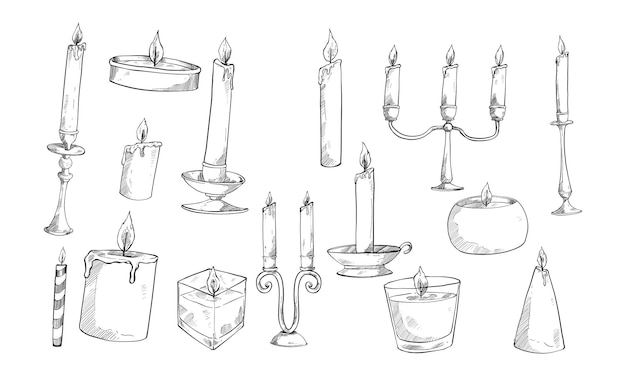 candle type handdrawn collection engraving