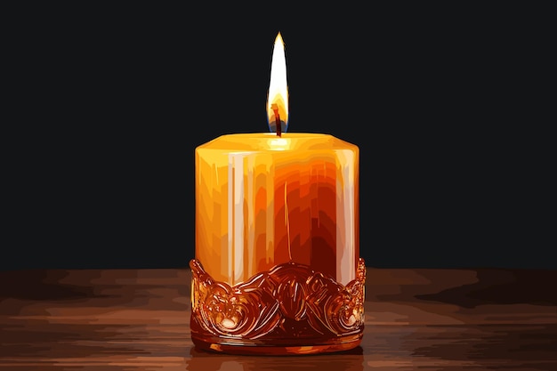 Candles on dark background Aromatherapy and relaxation burning candle with aromatic plant