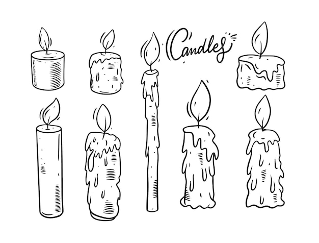 Candles doodle set illustration