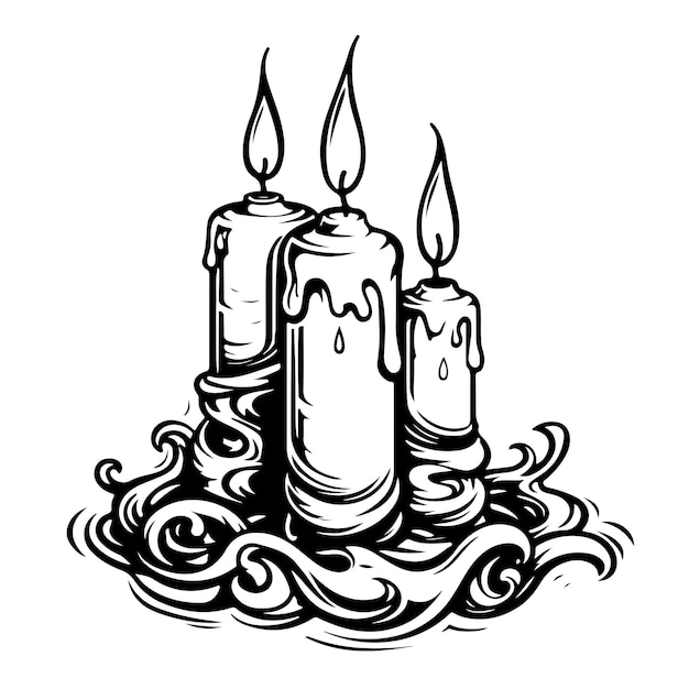 Candles melting hand drawn sketch symbol of holiday and romance