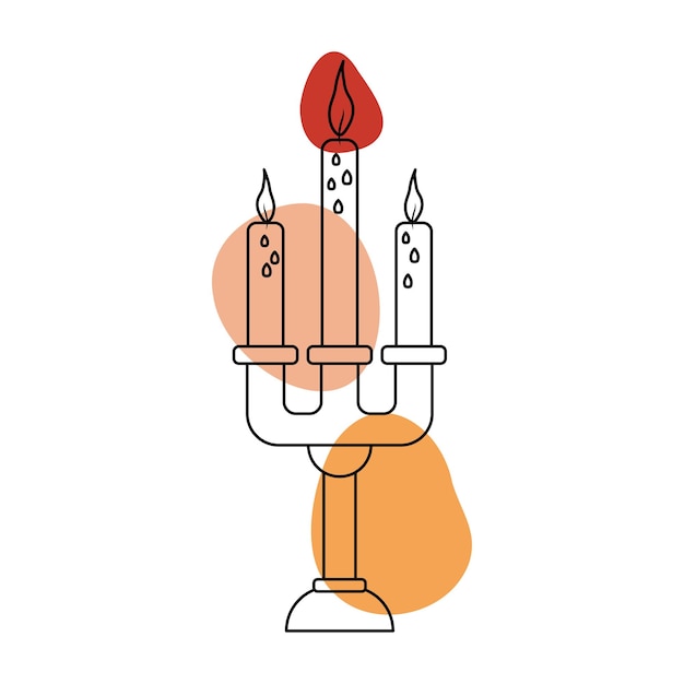 Candles in the style of line art with colored spots