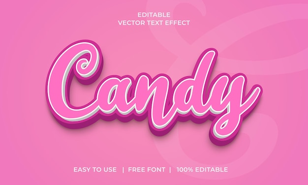 candy 3d editable text effect Premium Vector