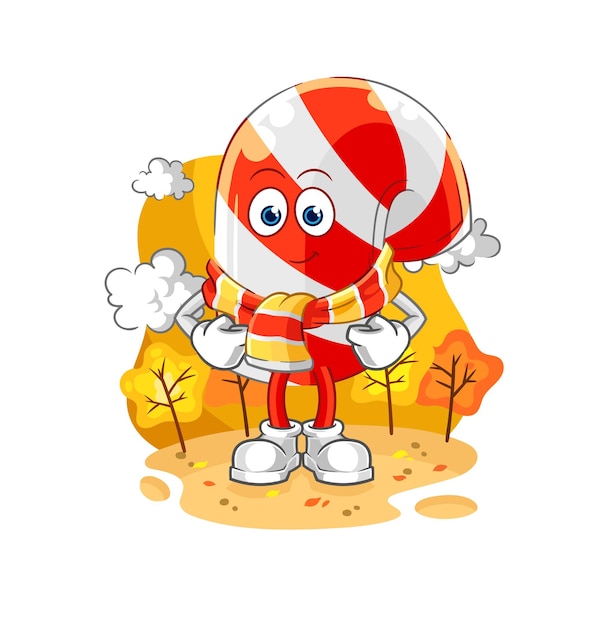 Candy cane in the autumn cartoon mascot vector