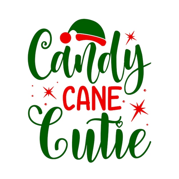 Candy Cane Cutie Lettering Premium Vector Design