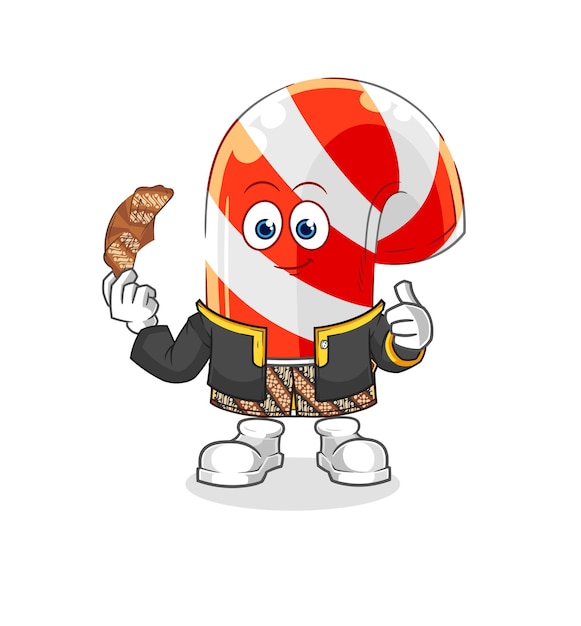 Candy cane Javanese character cartoon mascot vector