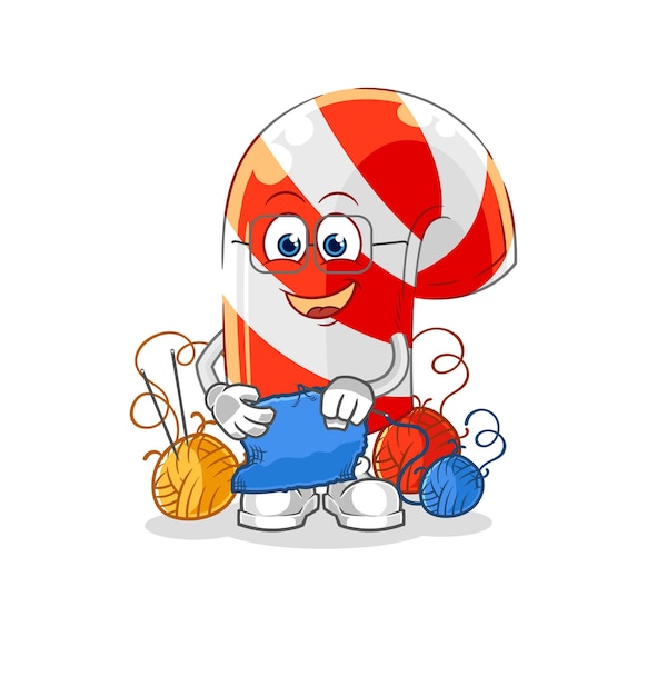 Candy cane tailor mascot cartoon vector