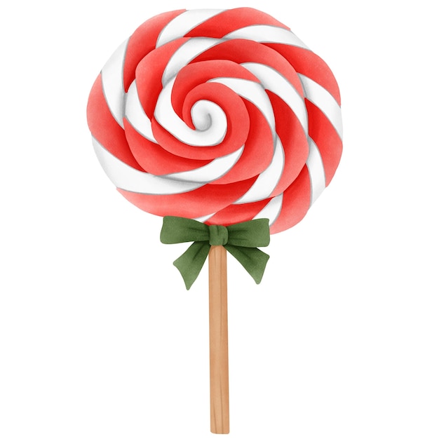 a candy cane with a green bow on it