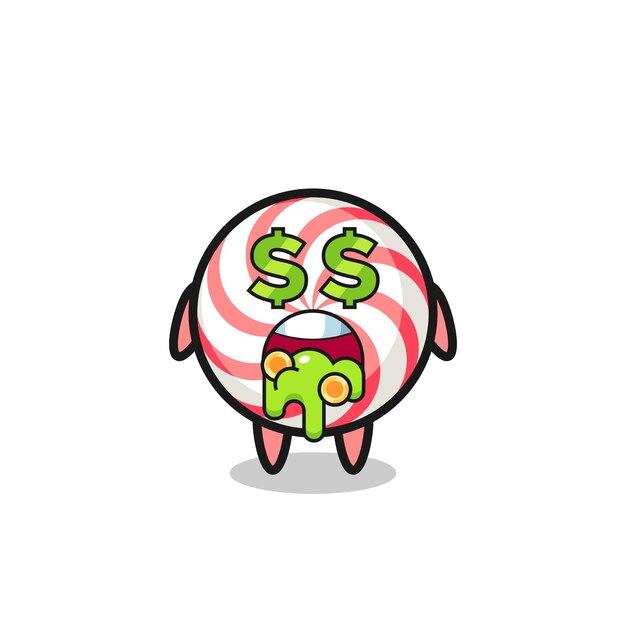 Candy character with an expression of crazy about money